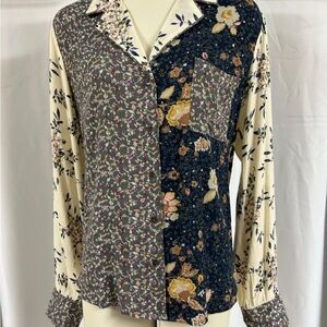Mystree Multicolor Floral Button Down Shirt 100% Rayon